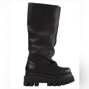 Paloma Barcelo Hudson Platform Black Lug Sole Knee Boots 36=6